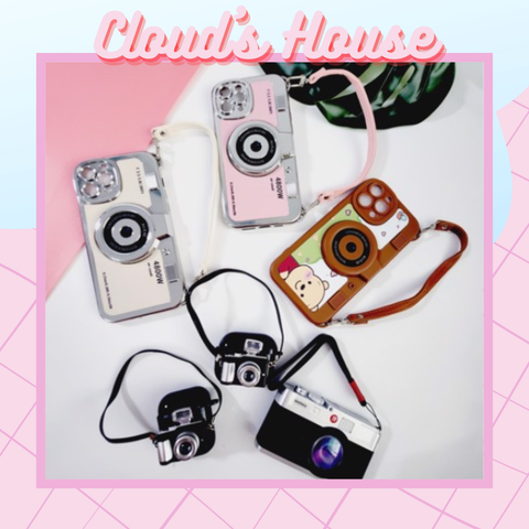 CASE IPHONE Máy Chụp Ảnh Da Có Dây Đeo Sang Chảnh (2 màu)
