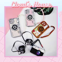 CASE IPHONE Máy Chụp Ảnh Da Có Dây Đeo Sang Chảnh (2 màu)