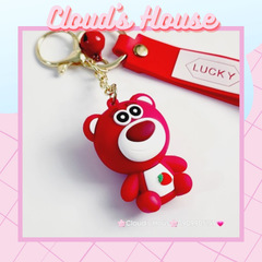 MÓC KHÓA GẤU Dâu LOTSO Mắt to tròn