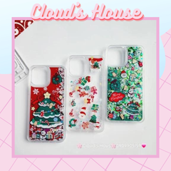 Case Ốp điện thoại iPhone Noel Tone Xanh lá - Đỏ nước Bling Bling iPhone 11/12/13/14/15/Plus/Pro/Promax