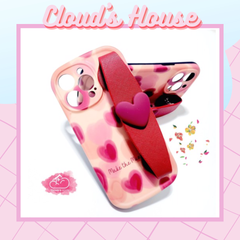 Case Ốp điện thoại Trái tim chống dựng có dây đeo iPhone 11/12/13/14/Pro/Promax