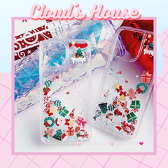 Case Ốp điện thoại iPhone Noel Trong cứng nước bling bling iPhone 11/12/13/14/15/Plus/Pro/Promax