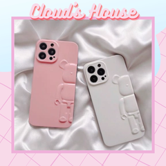 Case Ốp điện thoại iPhone Bearbrick Nhám bóng trơn Hồng - Trắng 3D nổi iPhone X/Xs/XsMax/11/12/13/Pro/Promax