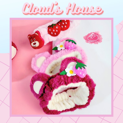Băng đô make up Gấu hồng Lotso fruit strawberry