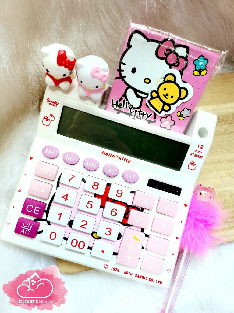 Máy Tính Hello Kitty Vuông Kèm Sổ và Bút