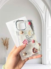 Case Ốp điện thoại iPhone Trong Icon Nổi Trái Tim Ngôi Sao Bling Bling Case iPhone 12/13/14/15/16/Pro/Promax