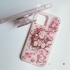 Case Ốp điện thoại iPhone Mèo Hồng May Mắn Kèm Popsocket Magsafe Nam Châm iPhone 11/12/13/14/15/Pro/Promax
