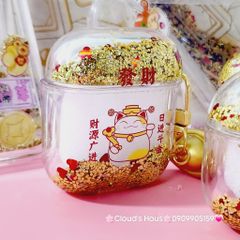 Cover Case Vỏ bảo vệ Airpod Mèo Nước Bling Thần Tài Charm Thỏi Vàng Airpod 1/2/3/Pro/Pro2 - TẾT