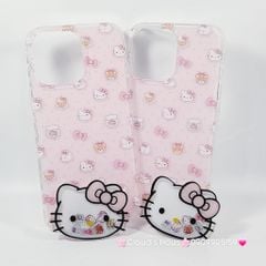 Case Ốp điện thoại iPhone Hello Kitty Nền Hồng PopSocket iPhone 12/13/14/15/16/Pro/Promax
