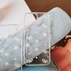 Case Ốp điện thoại iPhone Trong Bling Bling nơ đen đính đá lấp la lấp lánh iPhone 11/12/13/14/15/Pro/Promax