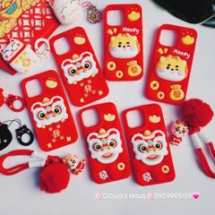 Case Ốp điện thoại iPhone Su dẻo Lân Đỏ kèm Popsocket iPhone 11/12/13/14/15/Pro/Promax - TẾT