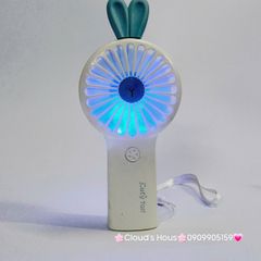 Mini Fan - Quạt Cầm Tay Trắng Tai Thỏ Xanh
