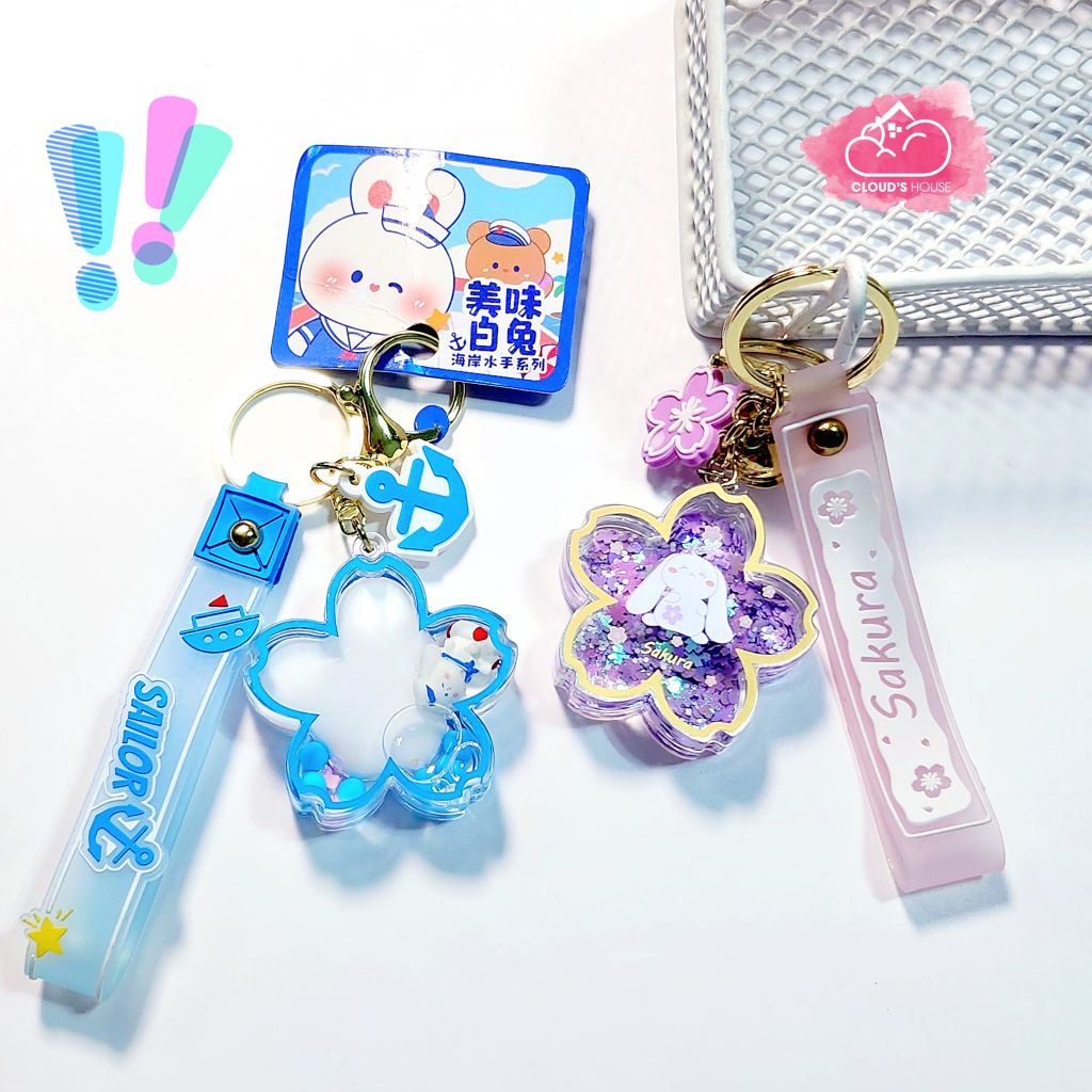 Móc khóa Nước Bling Bling Bông Hoa Thỏ