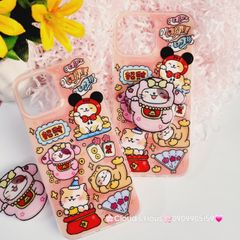 Case Ốp điện thoại iPhone Mèo May Mắn Thần Tài Túi Tiền Kèm Popsocket dán iPhone 11/12/13/14/15/Pro/Promax