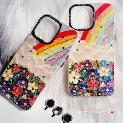 Case Ốp điện thoại iPhone Vườn hoa Cầu vồng Hologram Smile Kèm bảo vệ camera iPhone 11/12/13/14/15/Pro/Plus/Promax