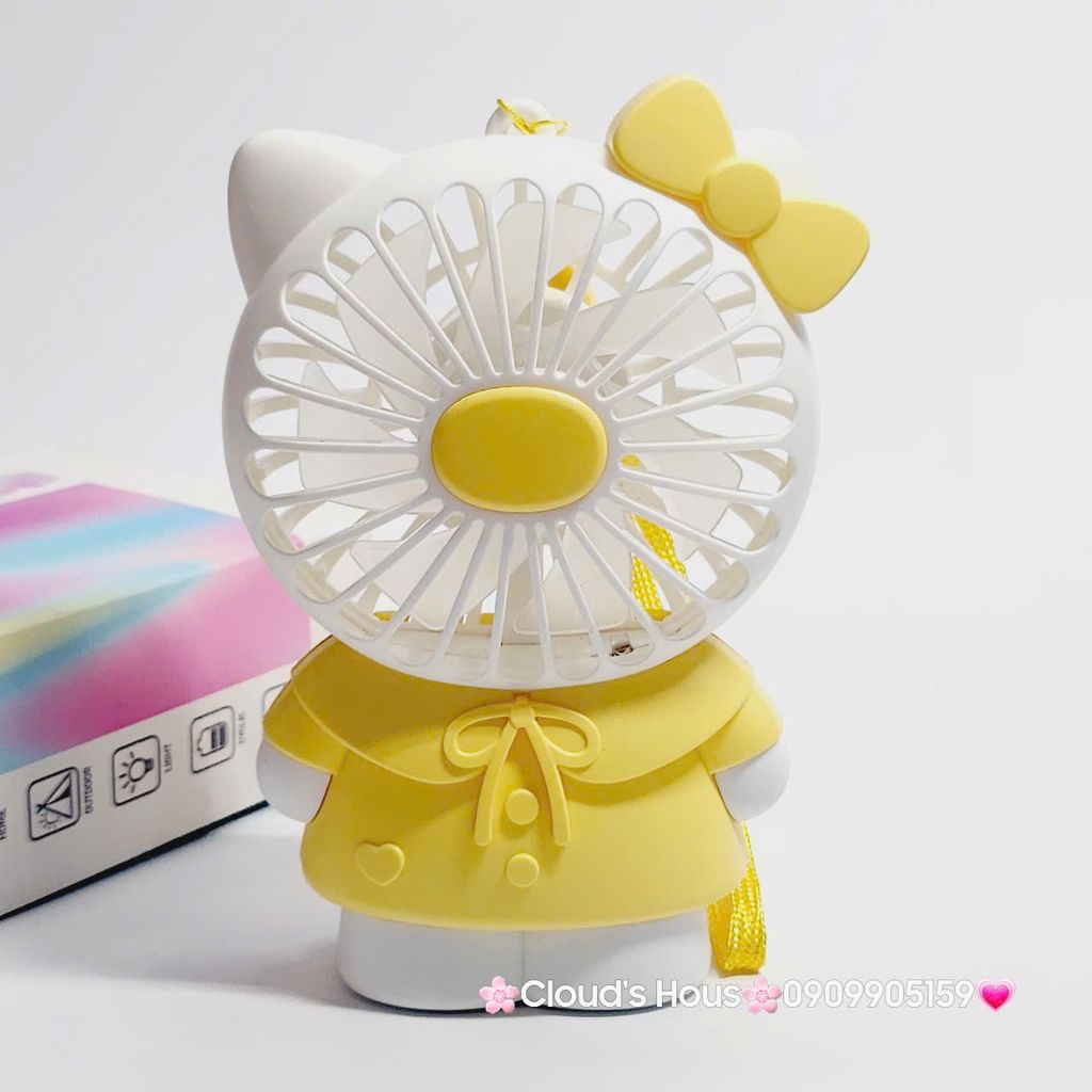 Mini Fan - Quạt Cầm Tay Hello Kitty Mặc Váy siêu kute