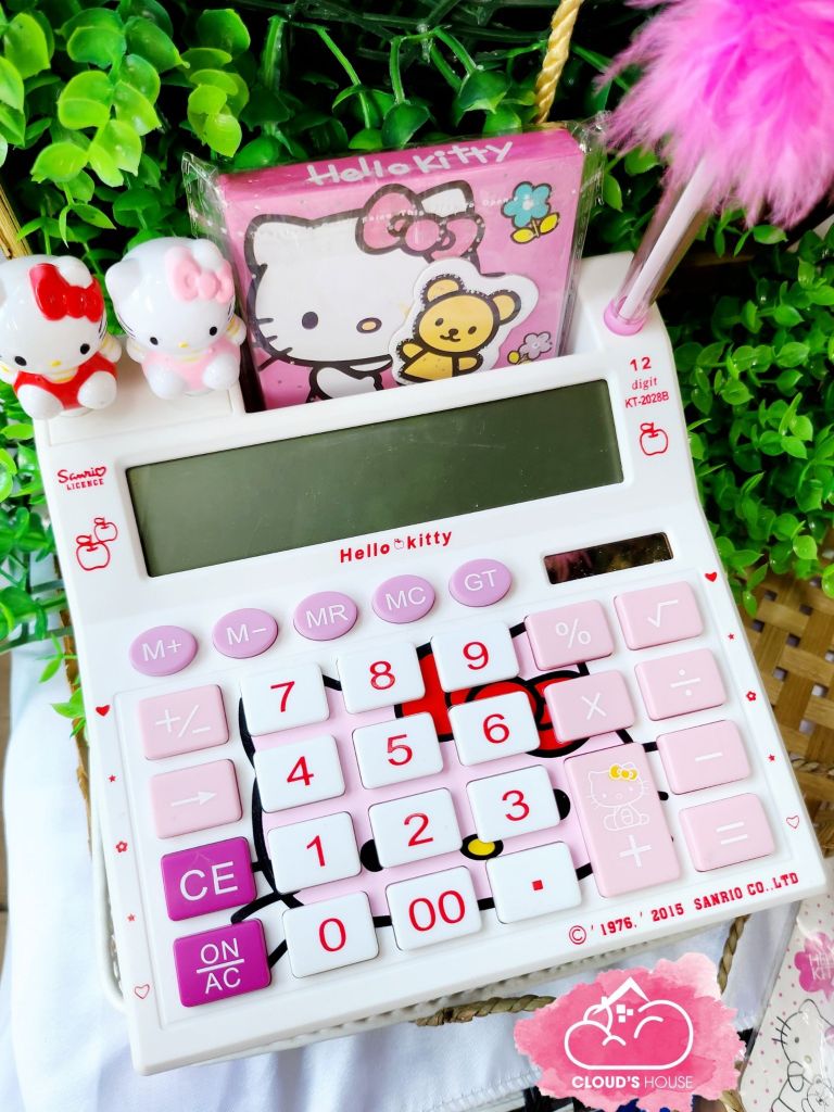 Máy Tính Hello Kitty Vuông Kèm Sổ và Bút