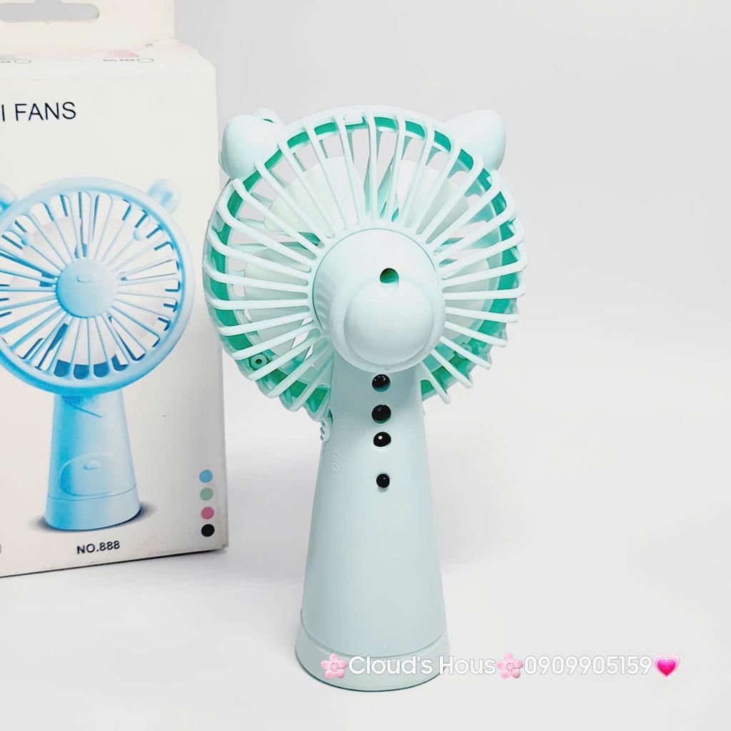 Mini Fan - Quạt Cầm Tay - Để Bàn Tai Mèo Màu Trơn Nhiều Màu