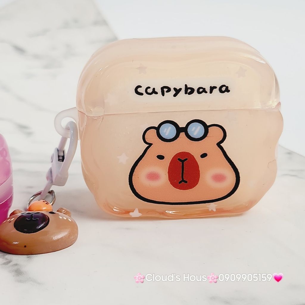 Cover Case Vỏ bảo vệ Airpod Chuột Capybara phao gợn sóng Airpod 1/2/3/Pro/Pro2