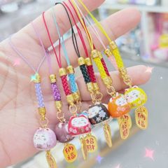 Móc Điện Thoại Móc Túi Phụ Kiện Đẹp Mèo Thần Tài Mini chất liệu sứ