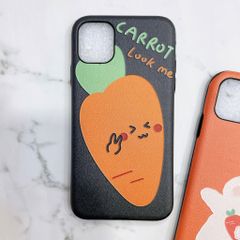 Case Ốp điện thoại iPhone CARROT & THỎ Nhám da Form tròn iPhone 7/8/X/Xs/11/12/Plus/Max/Pro/Promax