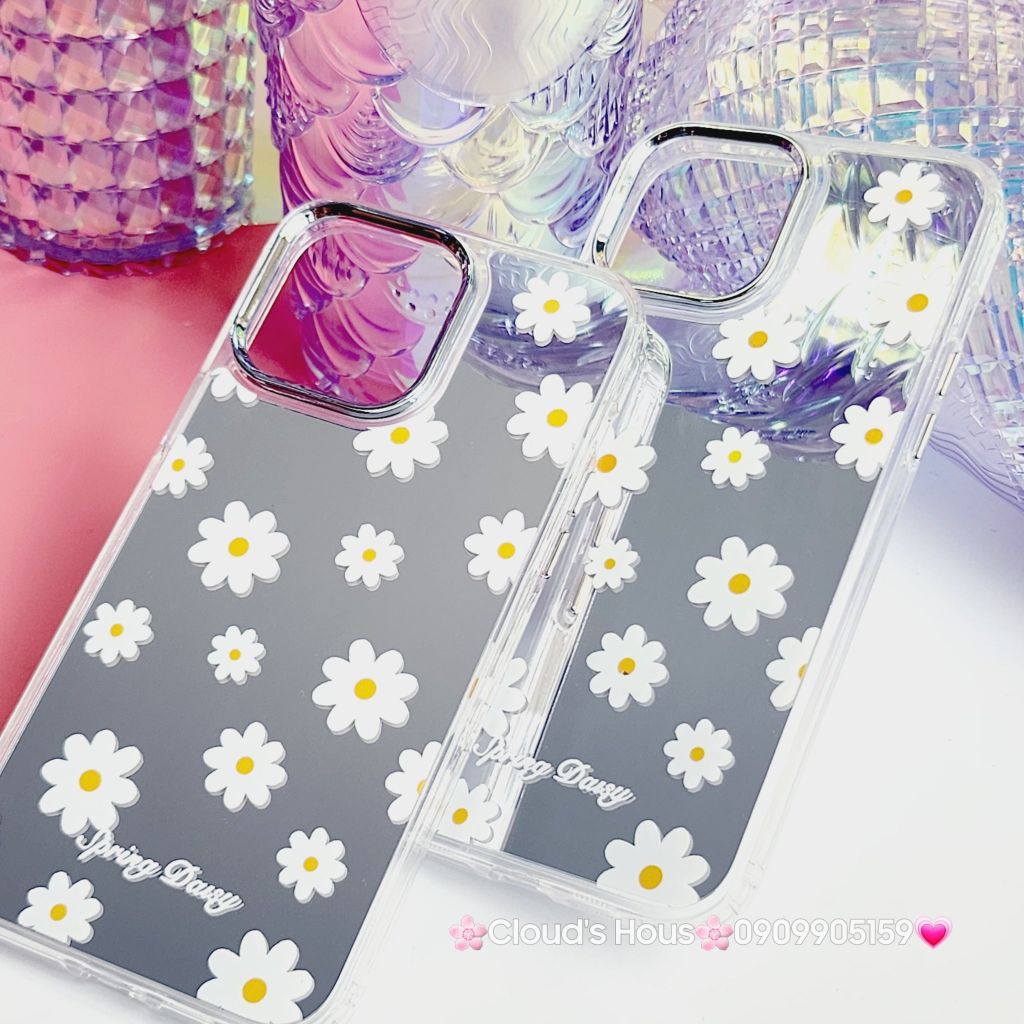 Case Ốp điện thoại iPhone Cúc họa mi Spring Daisy Gương nút nổi iPhone 11/12/13/14/Pro/Promax