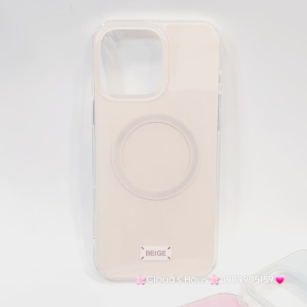 Case Ốp điện thoại iPhone Trong Crytal Magsafe Màu Beige Pastel Case iPhone 12/13/14/15/16/Pro/Promax