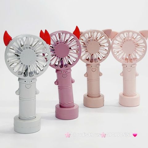 Mini Fan - Quạt Cầm Tay - Để Bàn Có Sừng Đỏ