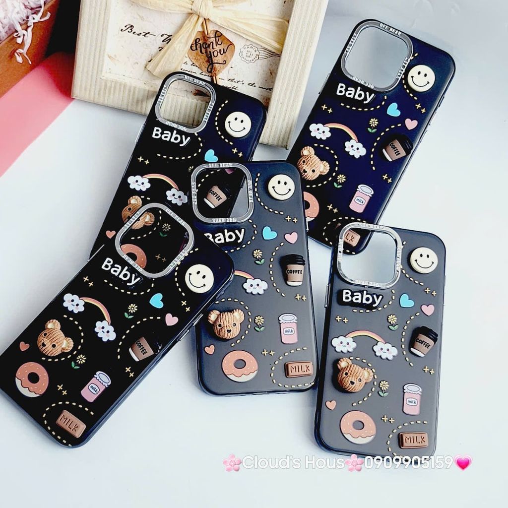 Case Ốp điện thoại iPhone Nền Đen Nhám Icon Nổi Viền Cam Titan iPhone 11/12/13/14/15/Pro/Promax