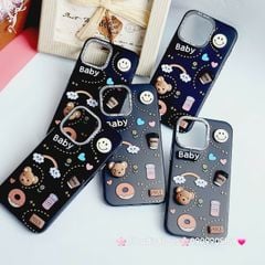 Case Ốp điện thoại iPhone Nền Đen Nhám Icon Nổi Viền Cam Titan iPhone 11/12/13/14/15/Pro/Promax