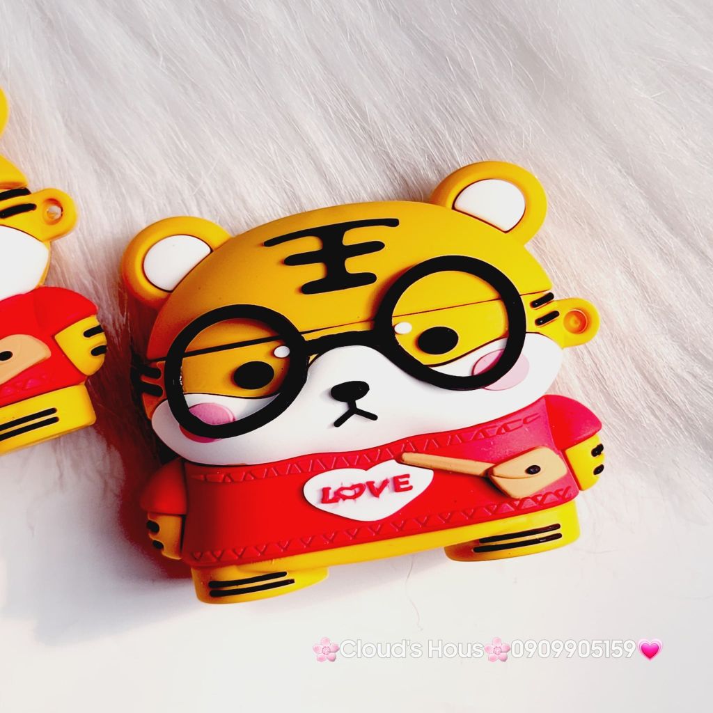 Cover Case Vỏ bảo vệ Airpod Su dẻo Hổ Cam áo đỏ đi học Airpod 3 - TẾT