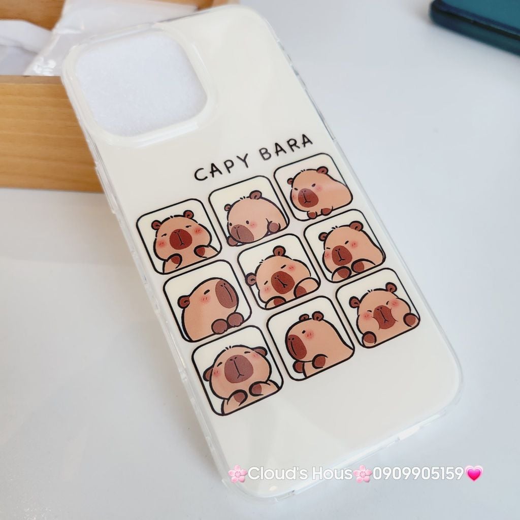 Case Ốp điện thoại iPhone Chuột CAPY BARA 3D Bóng Kute iPhone 13/14/15/16Pro/Promax