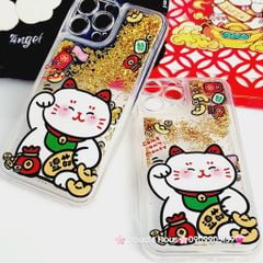 Case Ốp điện thoại iPhone Mèo May Mắn Nước Bling Bling iPhone 11/12/13/14/15/Pro/Promax - TẾT