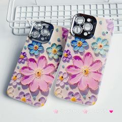 Case Ốp điện thoại iPhone Hoa To Hologram Nền Tím Viền Camera đính đá Classic iPhone 11/12/13/14/15/Pro/Plus/Promax