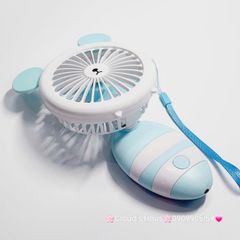 Quạt Cầm Tay Mini Thân Sọc Tai Gấu Tai Thỏ Tai Mèo