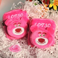 Bóp móc khoá Gấu dâu Lotso Vải bông nhung ( Tặng Kèm Tai Nghe)