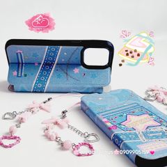 Case Ốp điện thoại iPhone Bao Da Jeans Sweet Kèm Charm iPhone 11/12/13/14/15/Pro/Promax