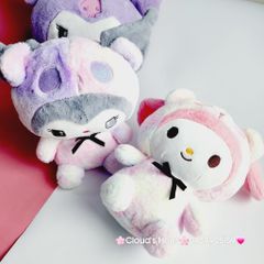 Gấu Bông My Melody & Kuromi Cầu Vồng Đeo Nơ Đen nhỏ