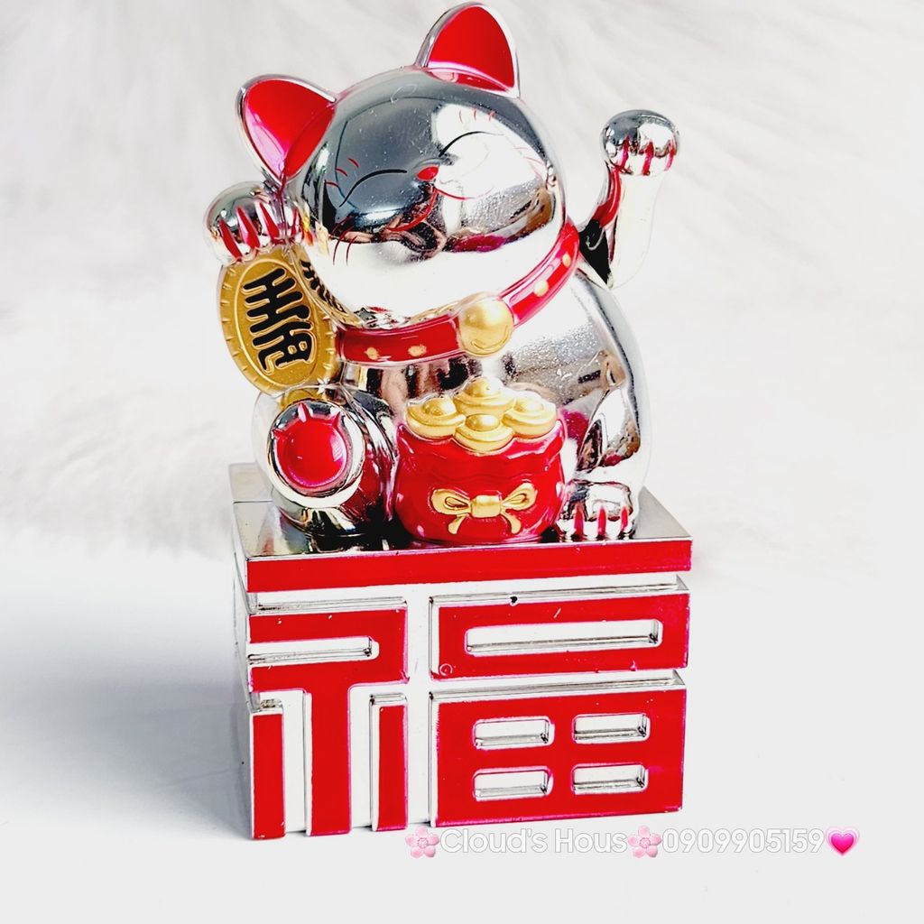 MÈO THẦN TÀI Đế Chữ Tàu - Mèo May Mắn - TẾT Size Nhỏ