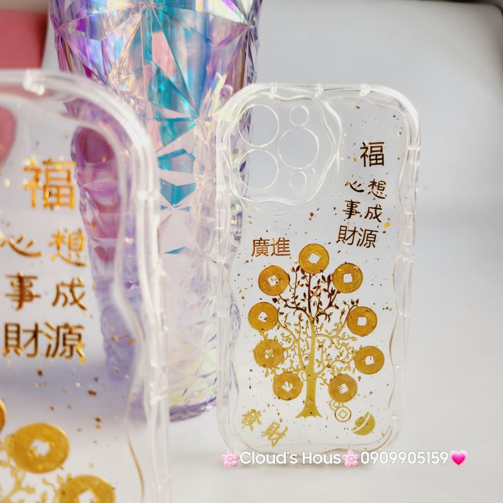 Case Ốp điện thoại iPhone Cây Mai đồng tiền phao trong dẻo chống shock iPhone 11/12/13/14/15/Pro/Promax TẾT