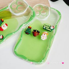 Case Ốp điện thoại iPhone Noel xanh lá Phao trong gợn sóng icon nổi iPhone 11/12/13/14/15/Pro/Promax ( không kèm tua)