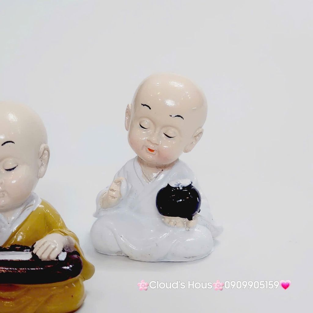 Bộ tượng 4 chú tiểu ngồi tụng kinh gõ mỏ đàn đọc sách