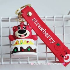 Móc khóa Gấu dâu Lotso đồ ăn & cầm gậy Strawberry