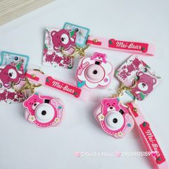 Móc Khóa Máy Ảnh Gấu Dâu Lotso Có đèn Mi Bear