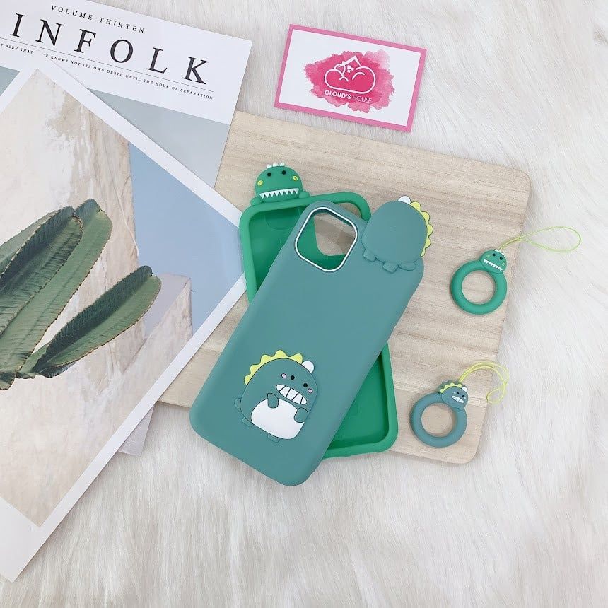 Case Ốp điện thoại iPhone SU DẺO Khủng long Xanh iPhone 7+/8+/X/XSM/11/12/Pro/Promax