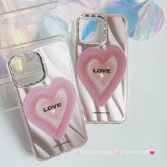 Case Ốp điện thoại iPhone Trái tim Love ánh hồng iPhone 11/12/13/14/15/Pro/Promax