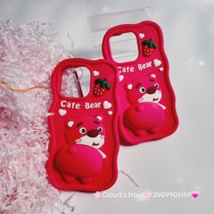 Case Ốp điện thoại iPhone Gấu dâu Lotso khoe mông Cafe Bear Su dẻo Chống Shock iPhone 11/12/13/14/Pro/Promax