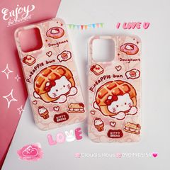 Case Ốp điện thoại iPhone Magsafe Mèo Hello Kitty Bread Pineapple bun Kèm Popsocket Nam Châm iPhone 11/12/13/14/15/Pro/Promax
