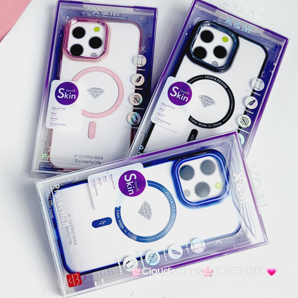 Case Ốp điện thoại iPhone X&M Trong viền hologram bóng iPhone 14Promax/ 15Promax (5 mẫu)