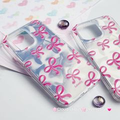 Case Ốp điện thoại iPhone Nơ Hồng Ánh Bạc iPhone 11/12/13/14/15/Pro/Promax